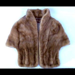 Vintage Autumn Haze Brown Mink Fur Shawl May Co